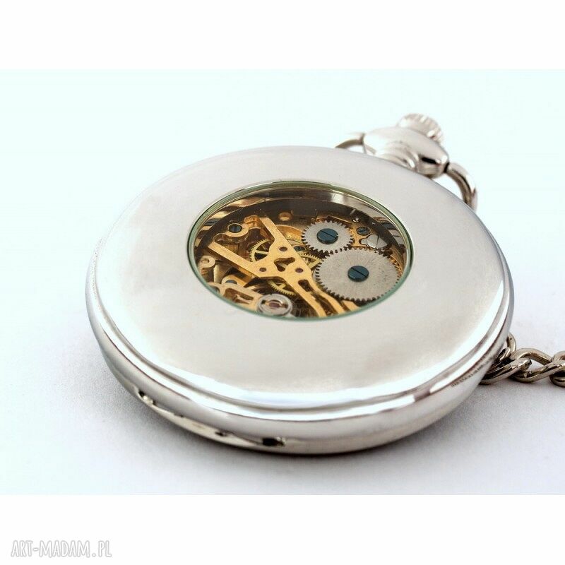 Elegancja w Drewnie III Silver - ręcznie robiony zegarek wisiorek dla Ciebie