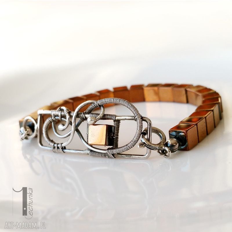 Golden shadow bransoleta złotym hematytem elegancka antyczna