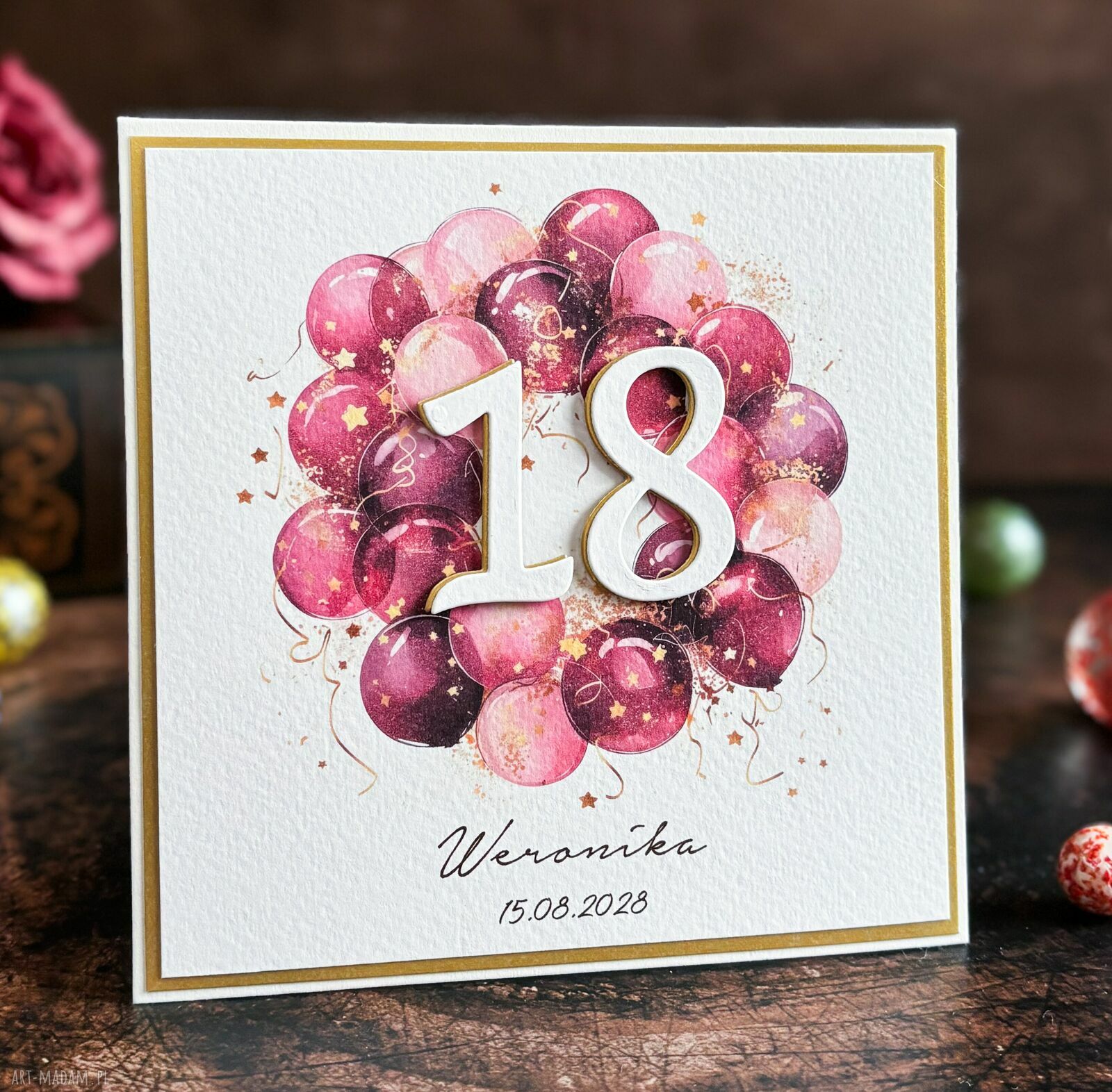 Elegancka kartka urodzinowa z dowolną cyfrą - personalizowana