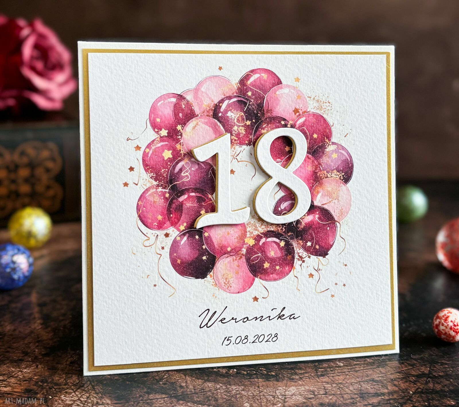 Elegancka kartka urodzinowa z dowolną cyfrą - personalizowana
