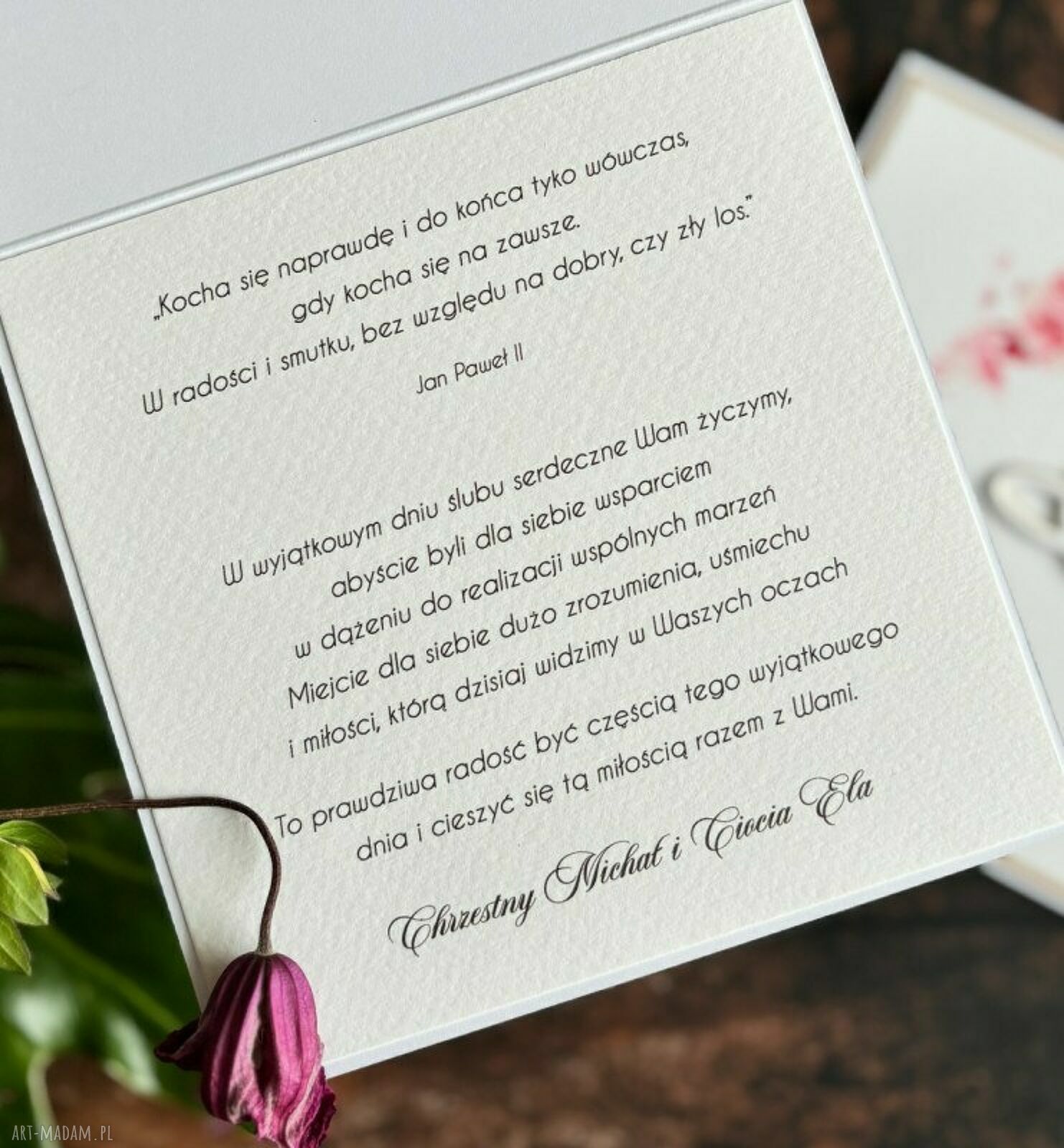 Elegancka kartka ślubna w ozdobnej kopercie WE29