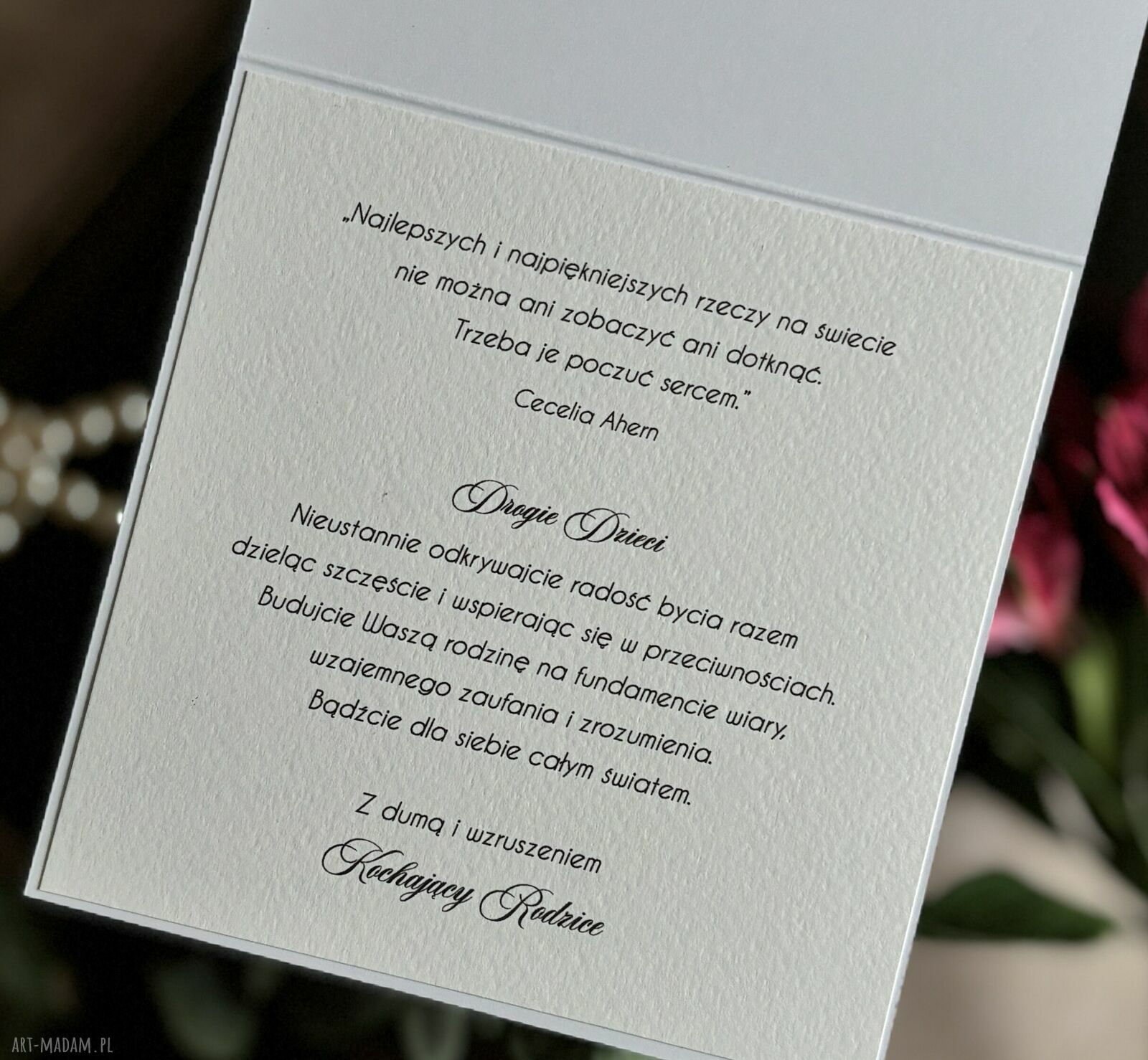 Elegancka kartka ślubna WE21b z ozdobną kopertą - personalizowana pamiątka
