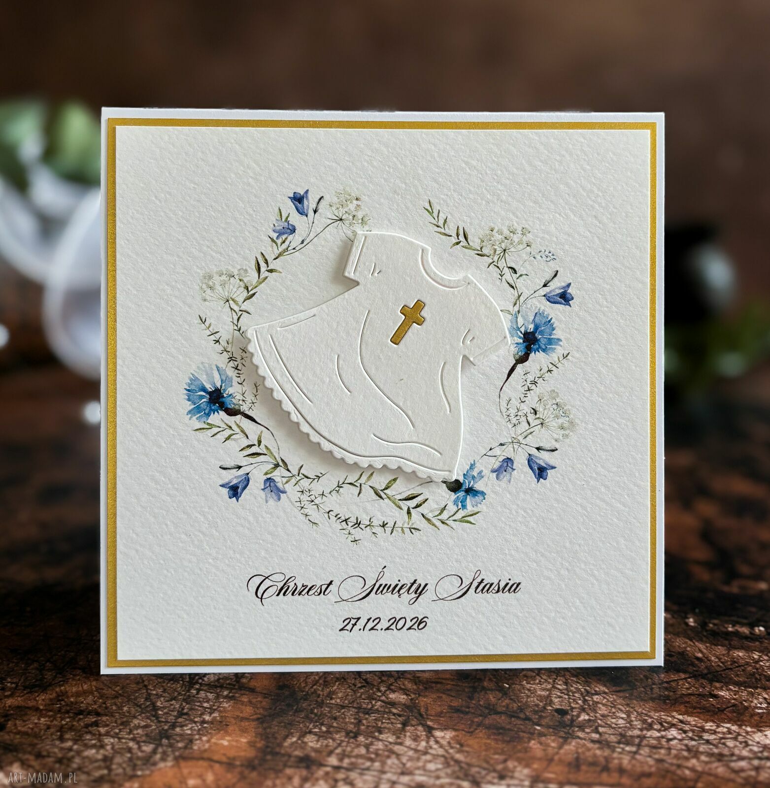 Elegancka kartka na Chrzest Święty chłopca - personalizowana pamiątka