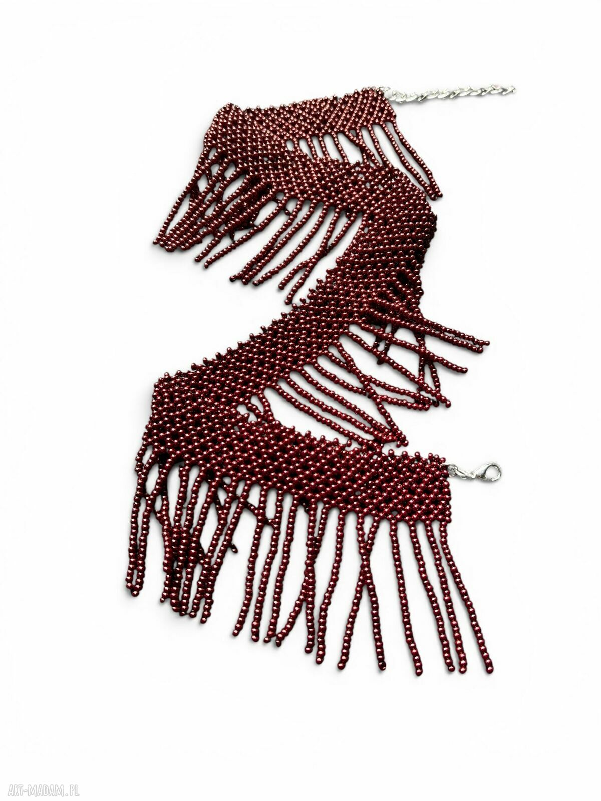 Elegancka kolia z koralików i frędzlami w stylu boho-etno