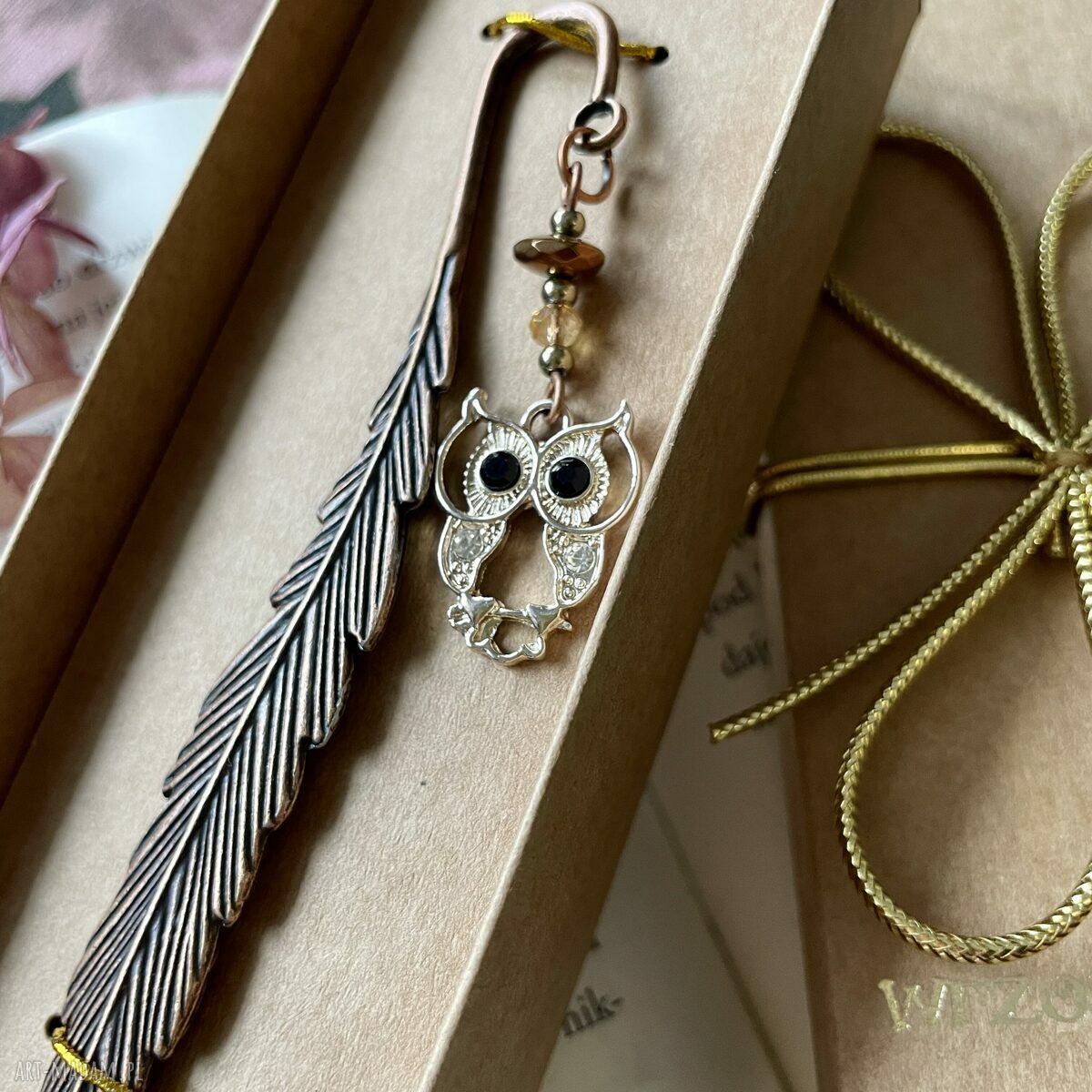 Elegancka sowa zakładka do książki HandMade