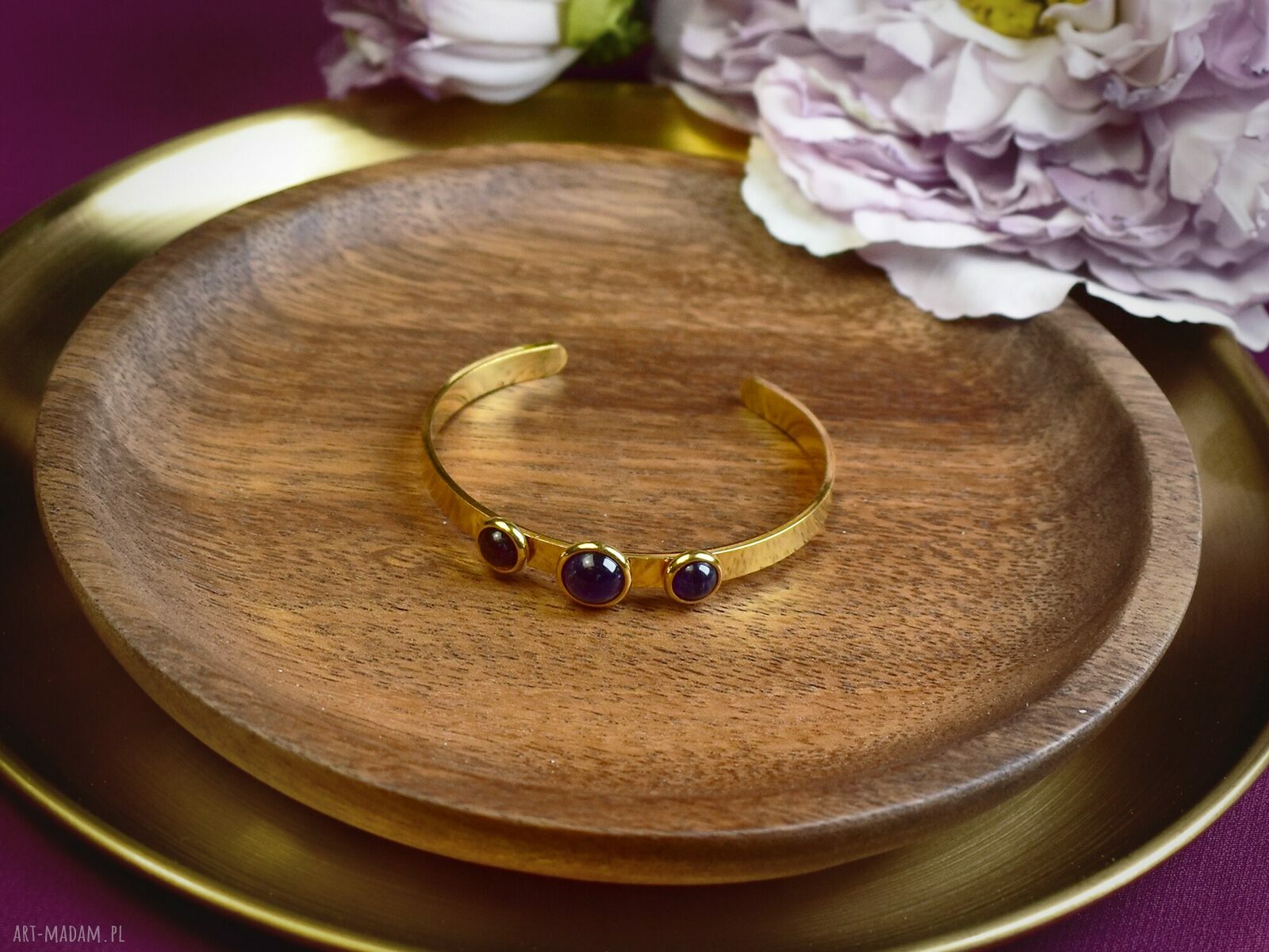 Elegancka stalowo złota bransoletka SpiritofCopper podarunek