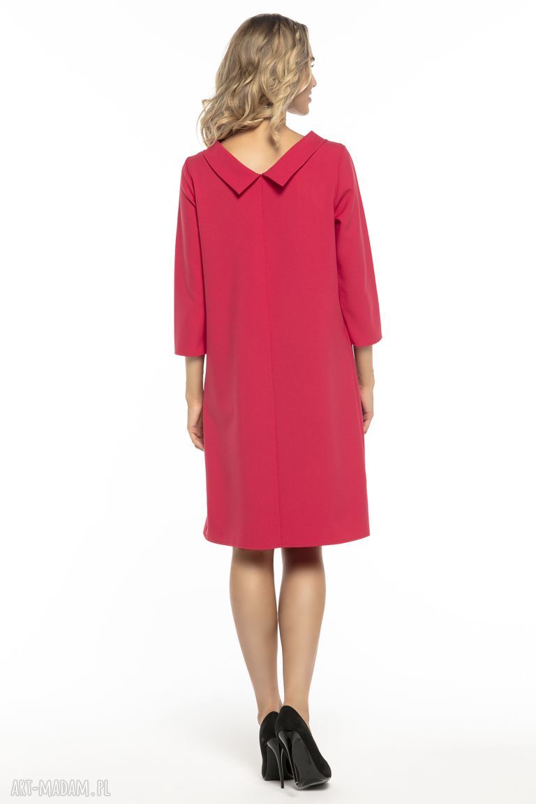 Elegancka sukienka z kołnierzem w stylu Jackie Kennedy, T245, czerwona