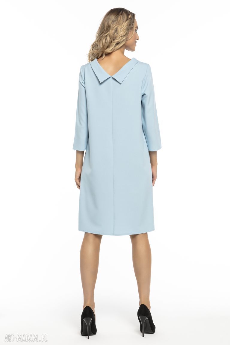 Sukienka Jackie Kennedy T245 jasnoniebieska z kołnierzykiem