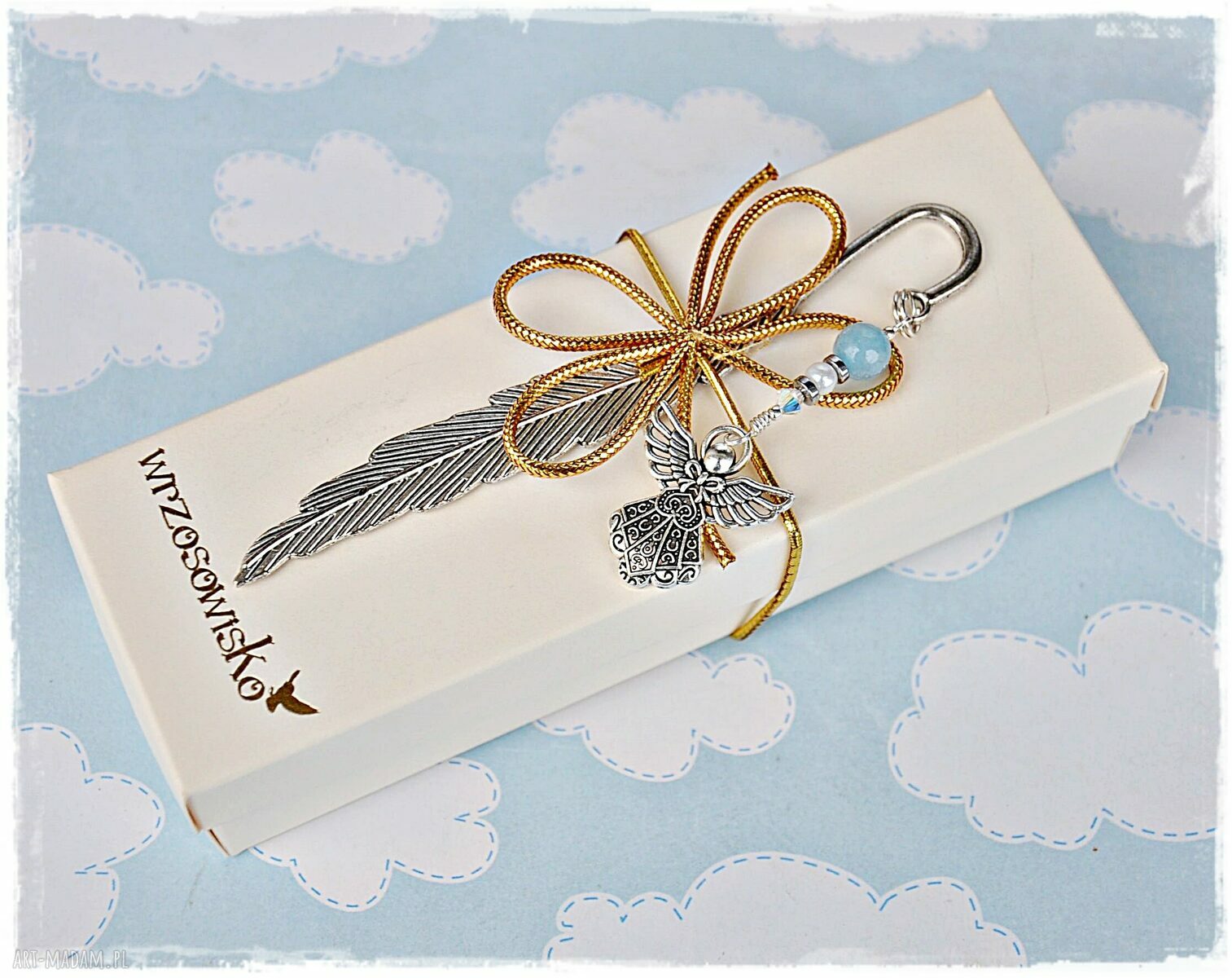 Prezenty święta. Elegancka zakładka ażurowym aniołem anioł ażur