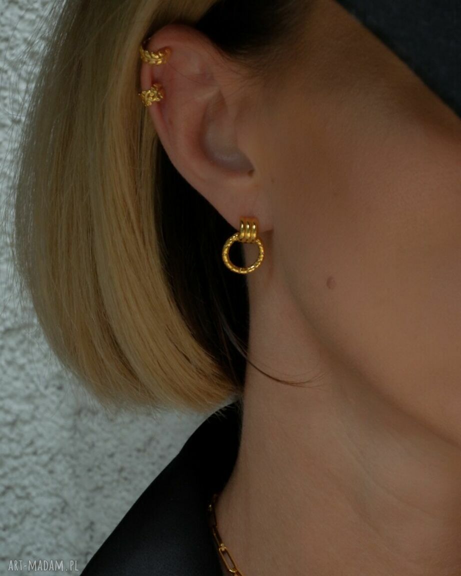 kolczyki: Złota nausznica z gałązkami HandMade