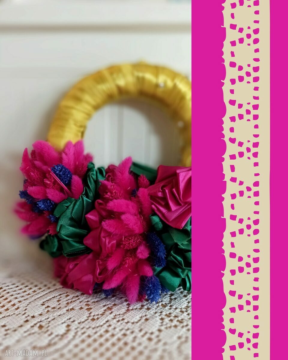 Elegancki i nowoczesny jesienny wianek 25 cm - ręcznie robiony