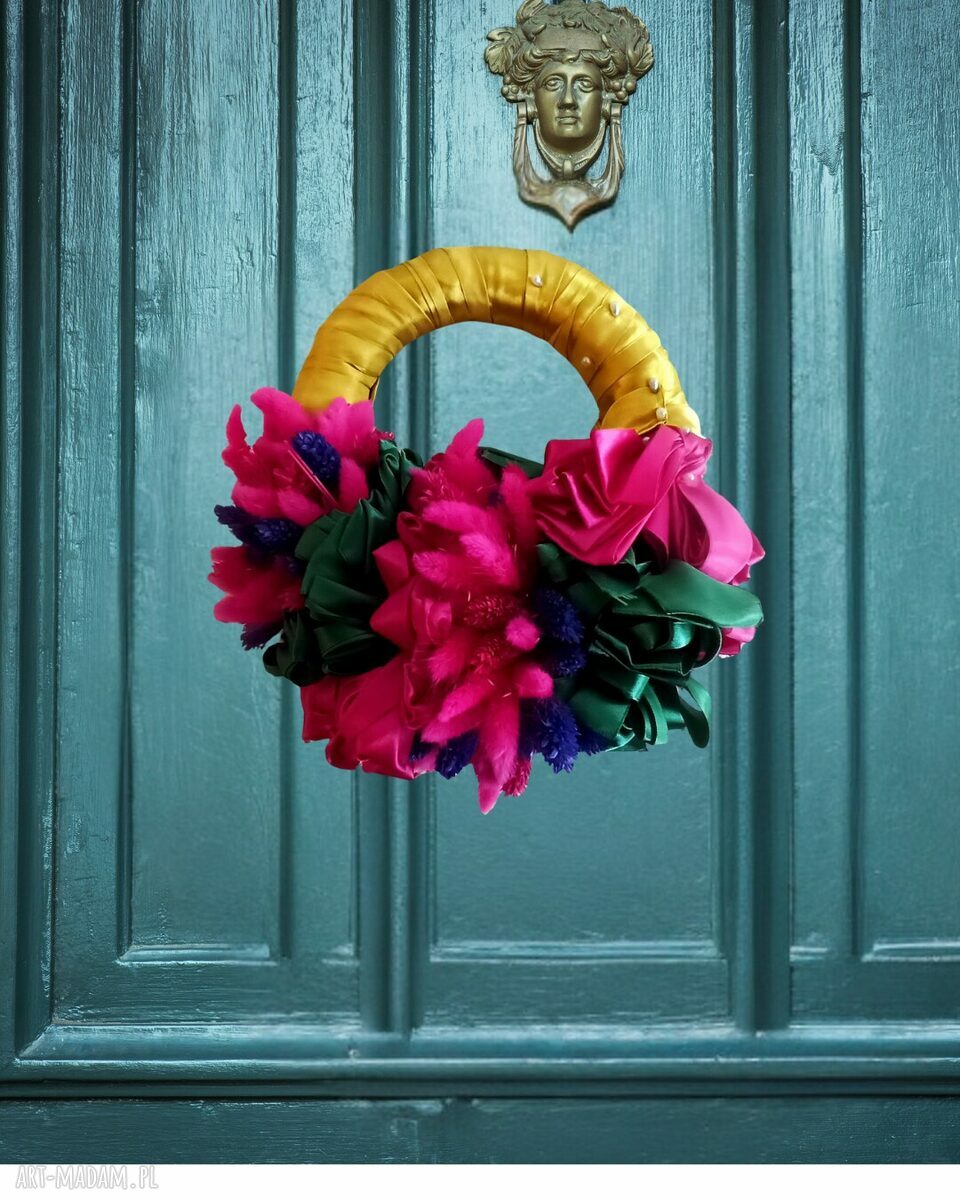 Elegancki i nowoczesny jesienny wianek 25 cm - ręcznie robiony