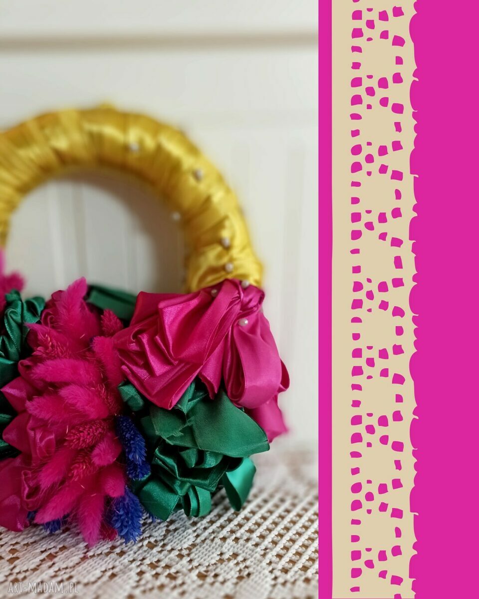 Elegancki i nowoczesny jesienny wianek 25 cm - ręcznie robiony