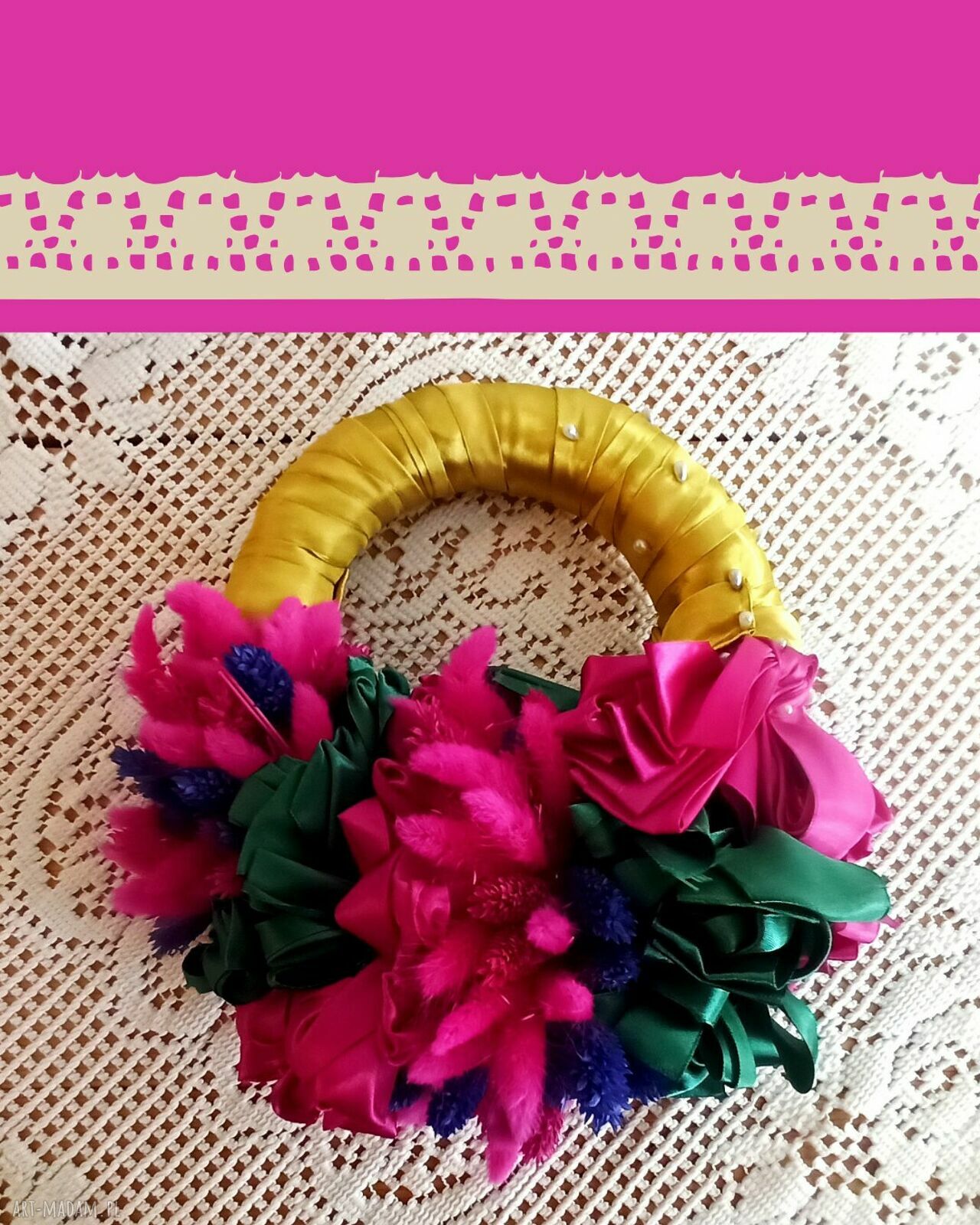 Elegancki i nowoczesny jesienny wianek 25 cm - ręcznie robiony