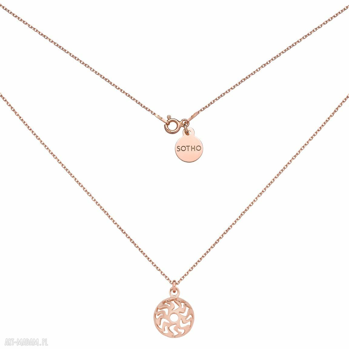 Naszyjnik różowego złota medalionem zawieszka okrągła medalion