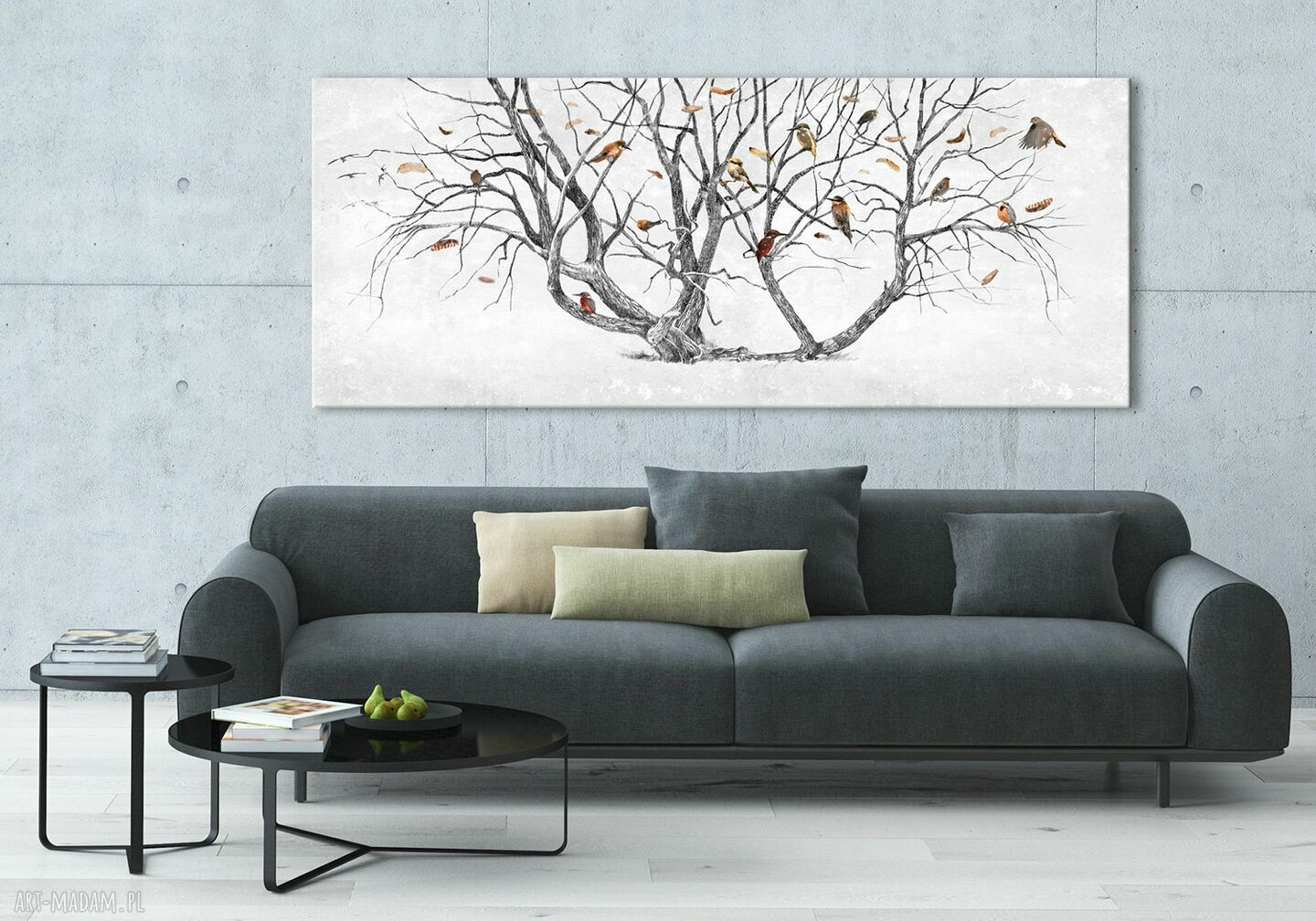 Obraz na płótnie Drzewo Życia 147x60 cm - elegancki motyw z ptakami