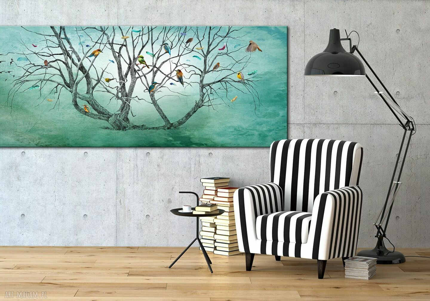 Elegancki obraz z wiosennym drzewem na płótnie 147x60 cm - gotowy do powieszenia