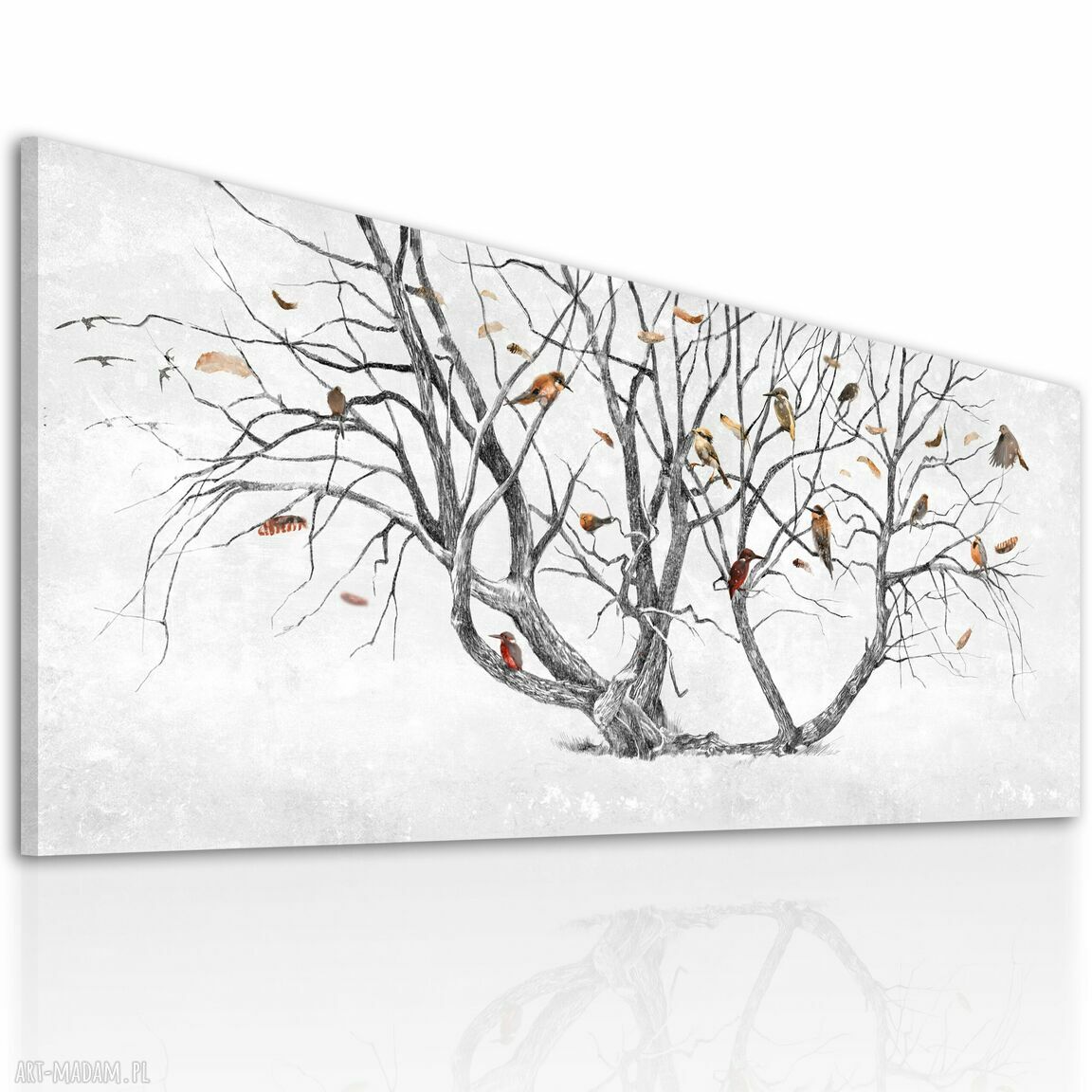 Obraz na płótnie Drzewo Życia 147x60 cm - elegancki motyw z ptakami