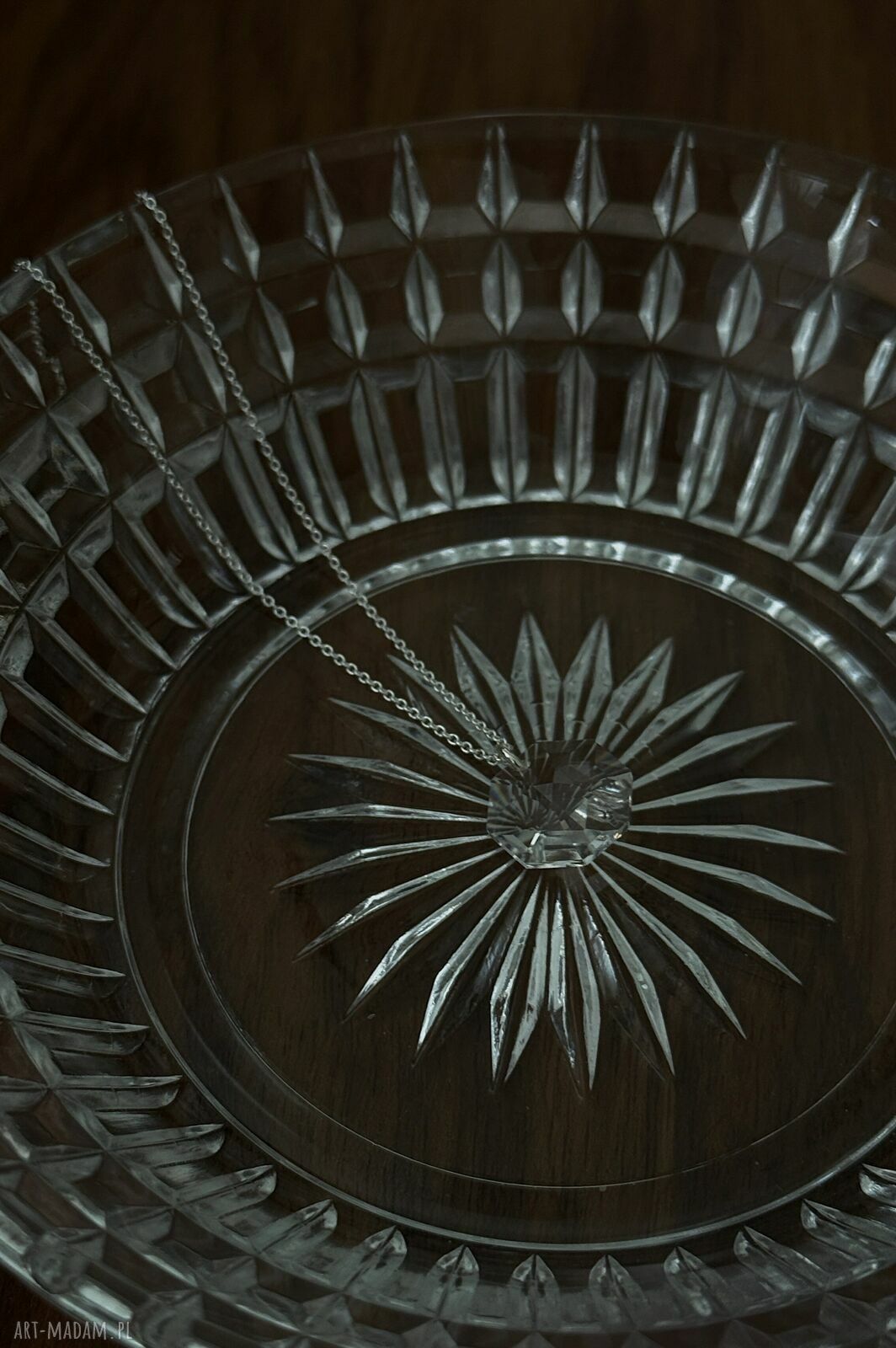 naszyjniki: Srebrny naszyjnik z bezbarwnym kryształem SWAROVSKI® CRYSTAL ręcznie robione