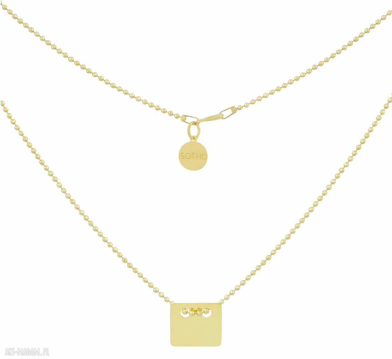 naszyjnik kwadracikiem złoty zawieszka kwadracik modny