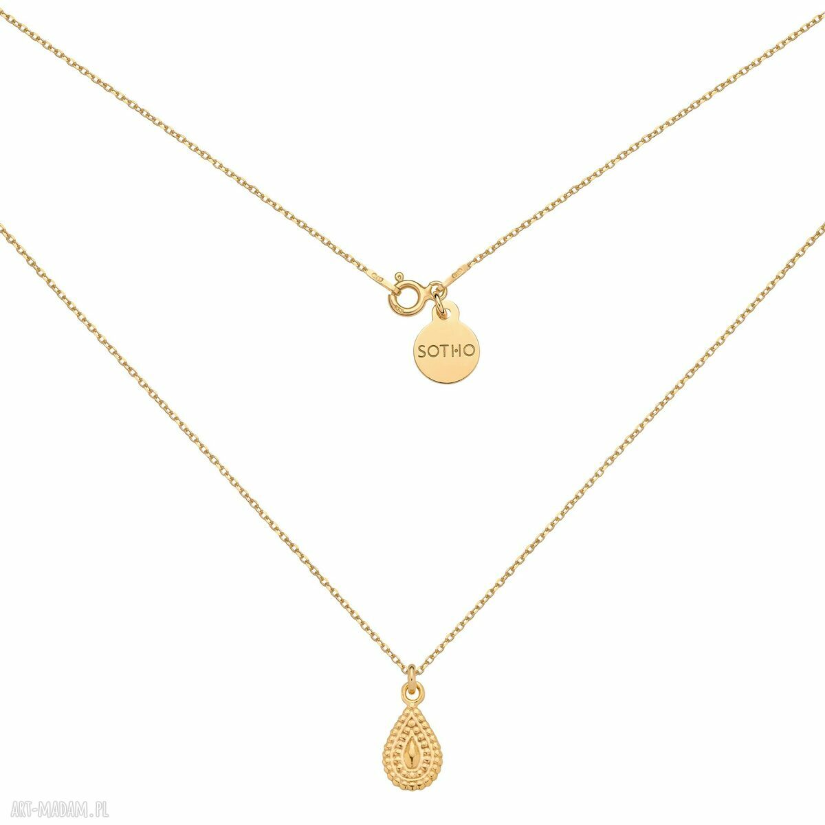 Złoty naszyjnik łezką zawieszka minimalistyczna delikatna