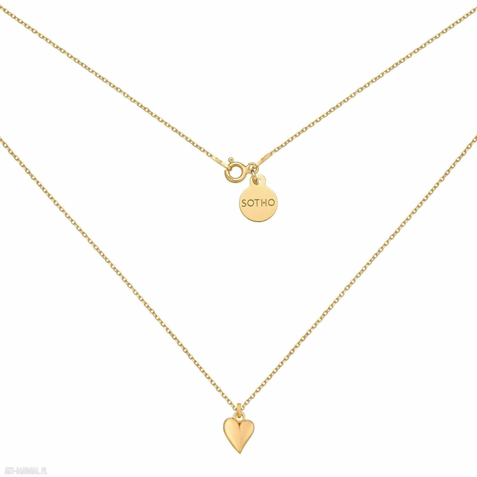 Złoty naszyjnik małym serduszkiem pozłacane serce serduszko