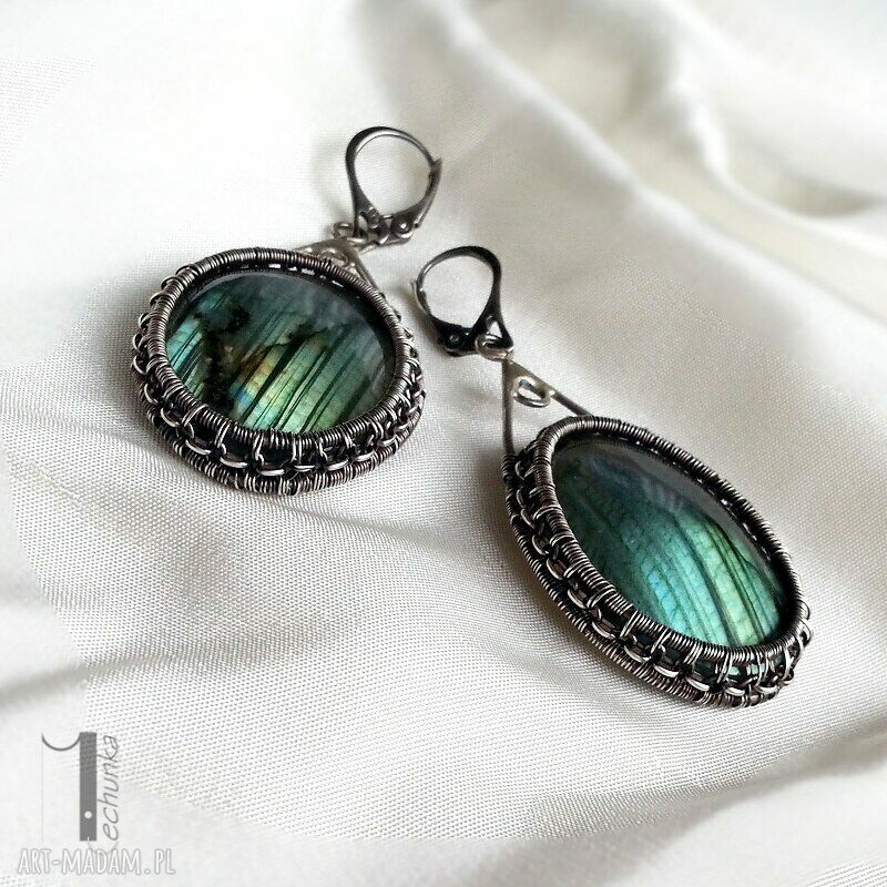 kolczyki: Aquarius srebrne kolczyki z labradorytem handmade