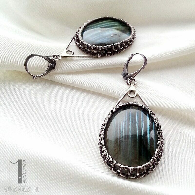 kolczyki: Aquarius srebrne kolczyki z labradorytem handmade