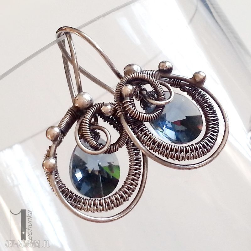 kolczyki: Denim blue kolczyki z kryształami Swarovski Ręcznie wykonane