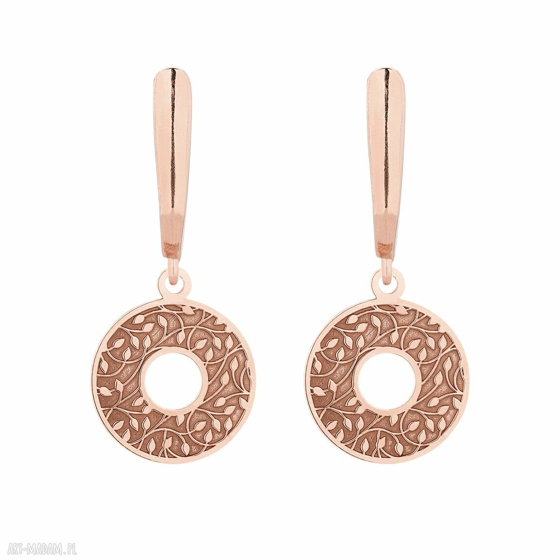 Kolczyki rozetami różowego złota rozety okrągłe eleganckie