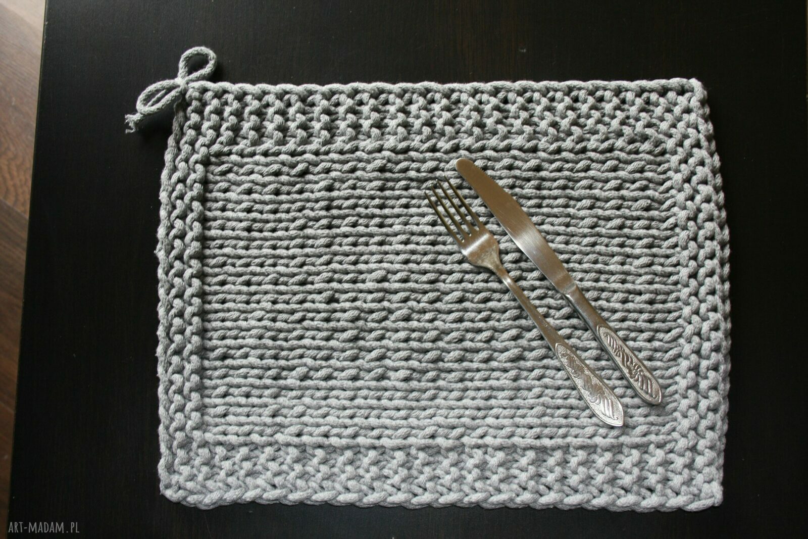 Eleganckie podkładki ze sznurka bawełnianego 30 x 40 cm - ciemny popiel