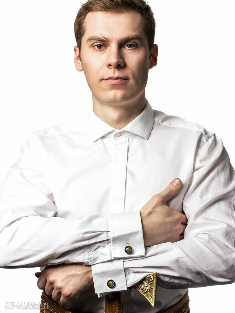 Eleganckie spinki do mankietów Łowicz - ludowe kwiaty