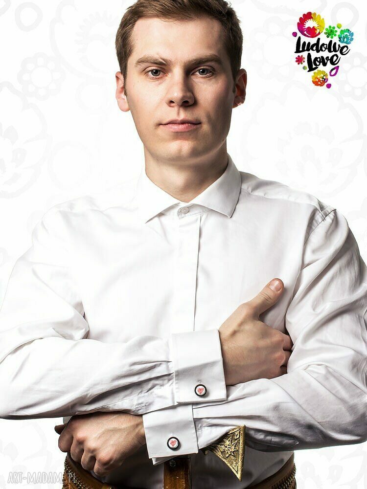 Eleganckie spinki do mankietów FOLK LOVE - ludowe wycinanki na ślub