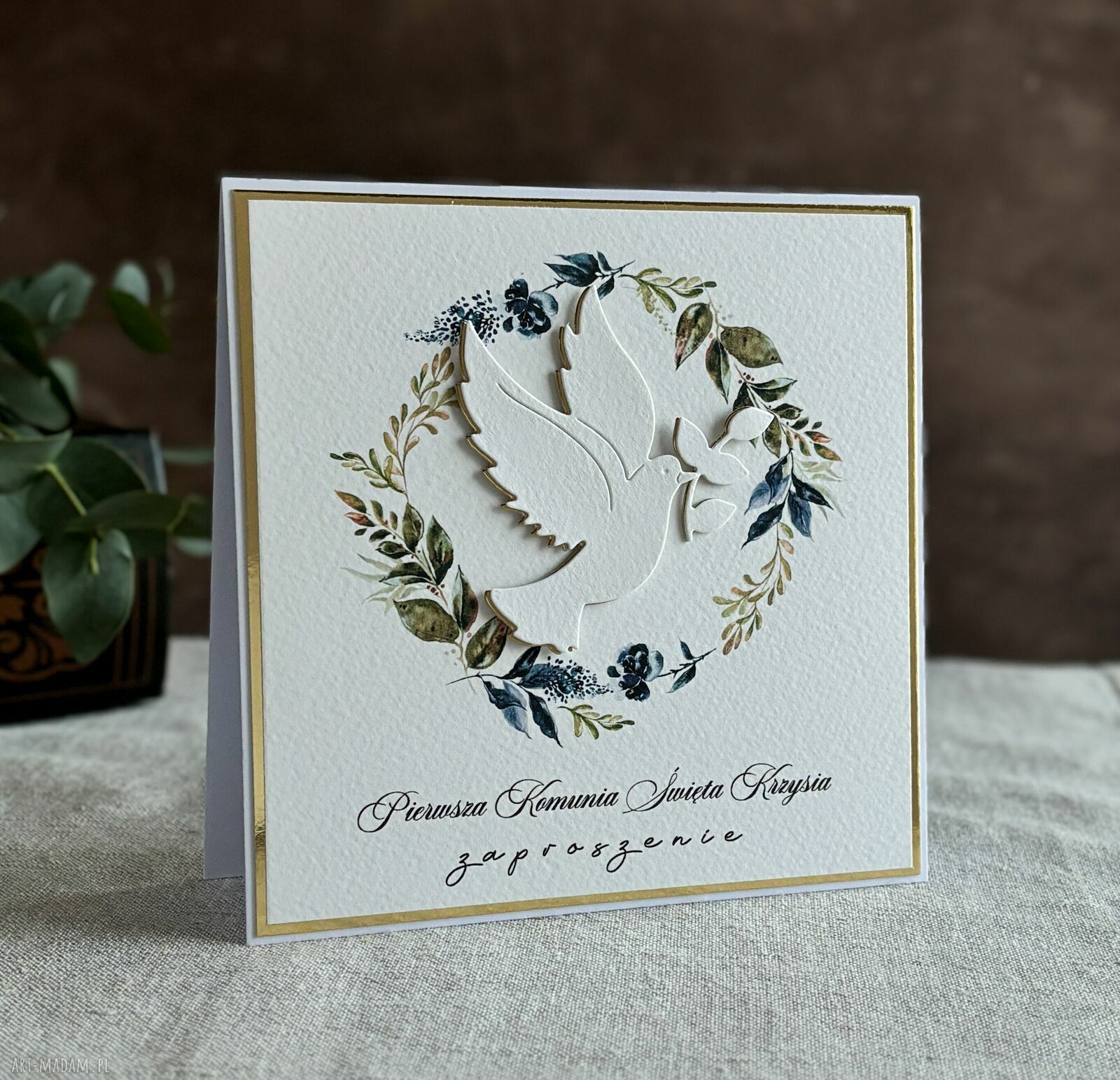 Eleganckie zaproszenia komunijne, wzór 33C