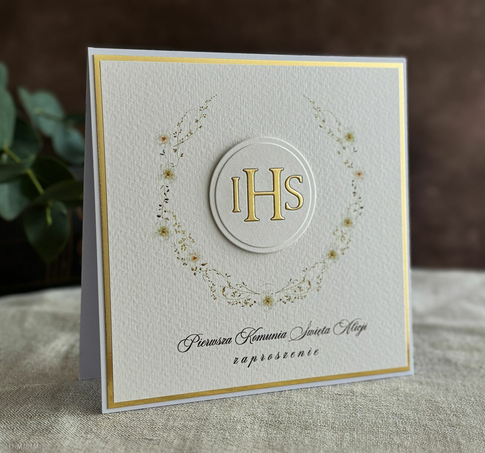 Eleganckie zaproszenia komunijne, wzór 51A