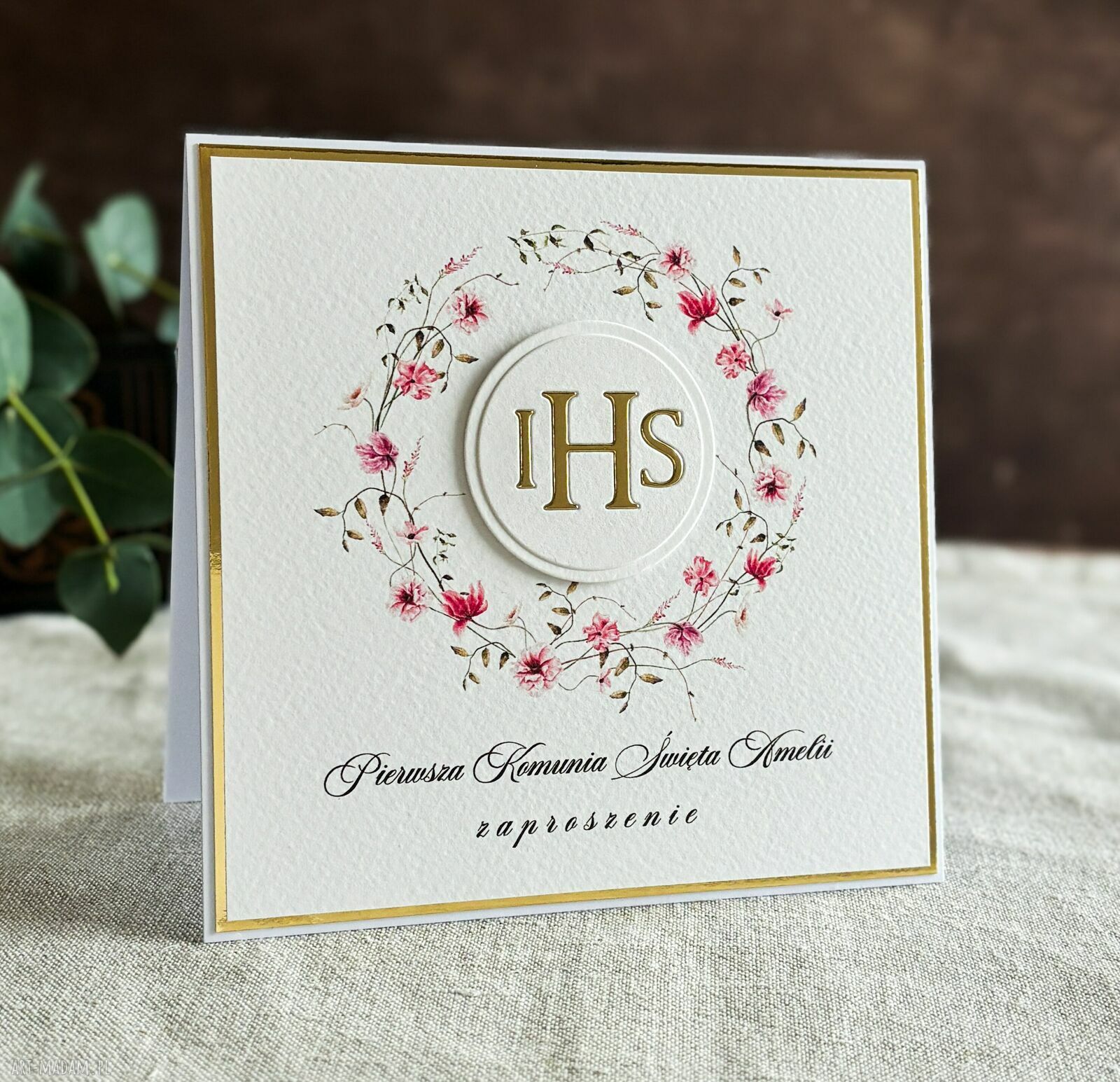 Eleganckie zaproszenia komunijne wzór 58A