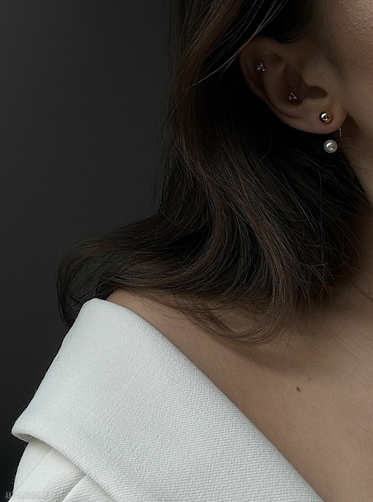 kolczyki: Złote kolczyki z kulkami i perłami SWAROVSKI® CRYSTAL handmade