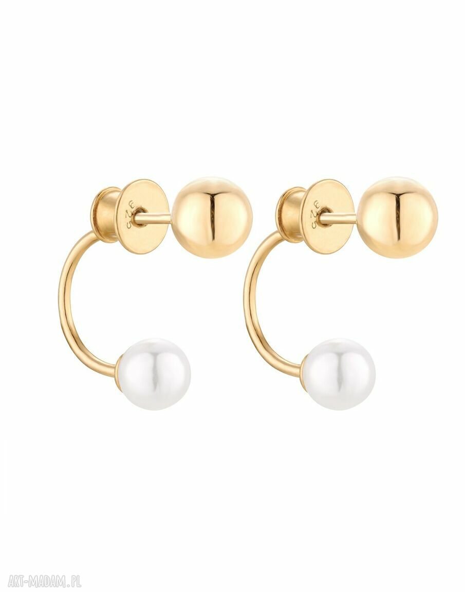 Złote kolczyki kulkami perłami swarovski® crystal perły kulki