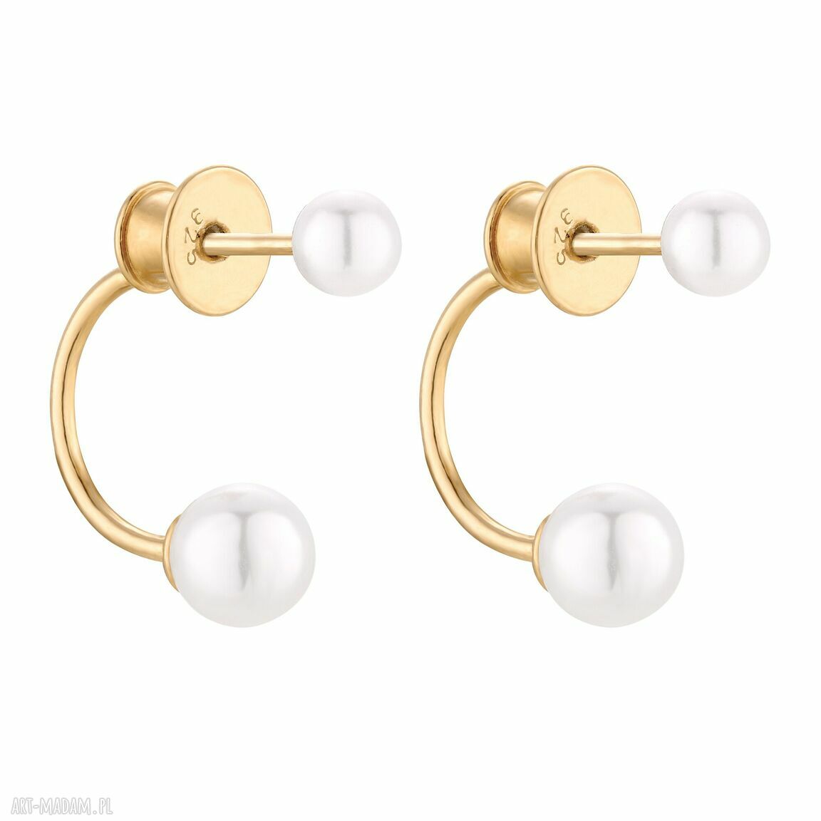 Złote kolczyki perłami swarovski® crystal perły zaucho eleganckie