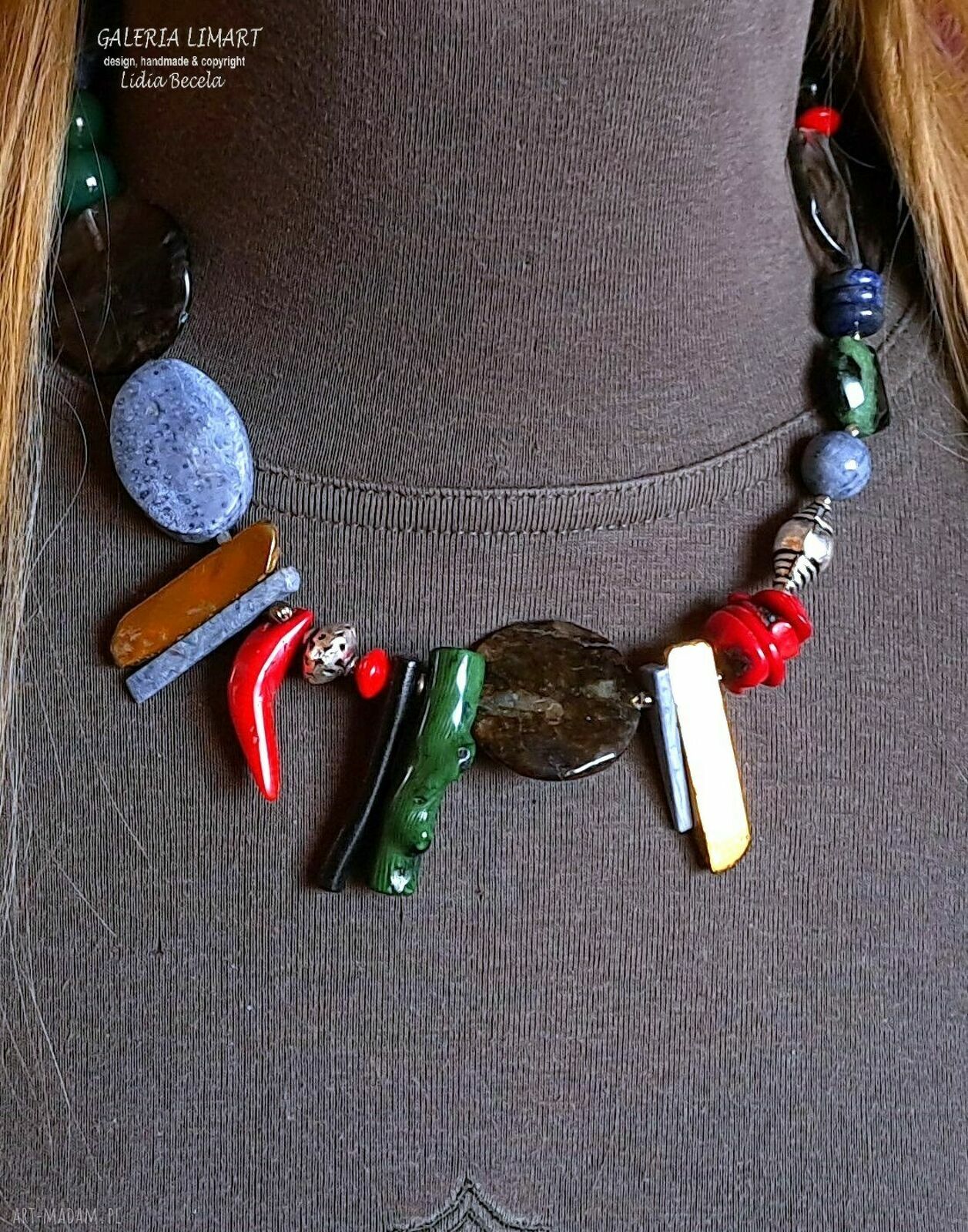Eklektyczny naszyjnik z kamieni naturalnych - unikatowa biżuteria handmade
