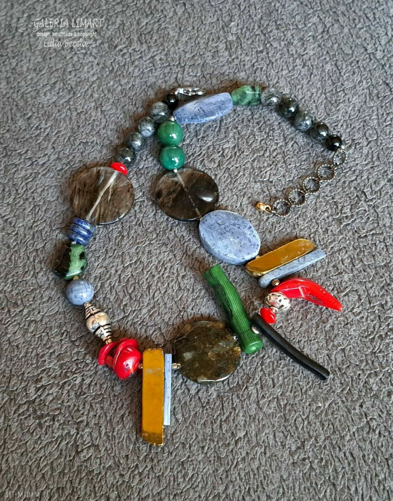 Eklektyczny naszyjnik z kamieni naturalnych - unikatowa biżuteria handmade