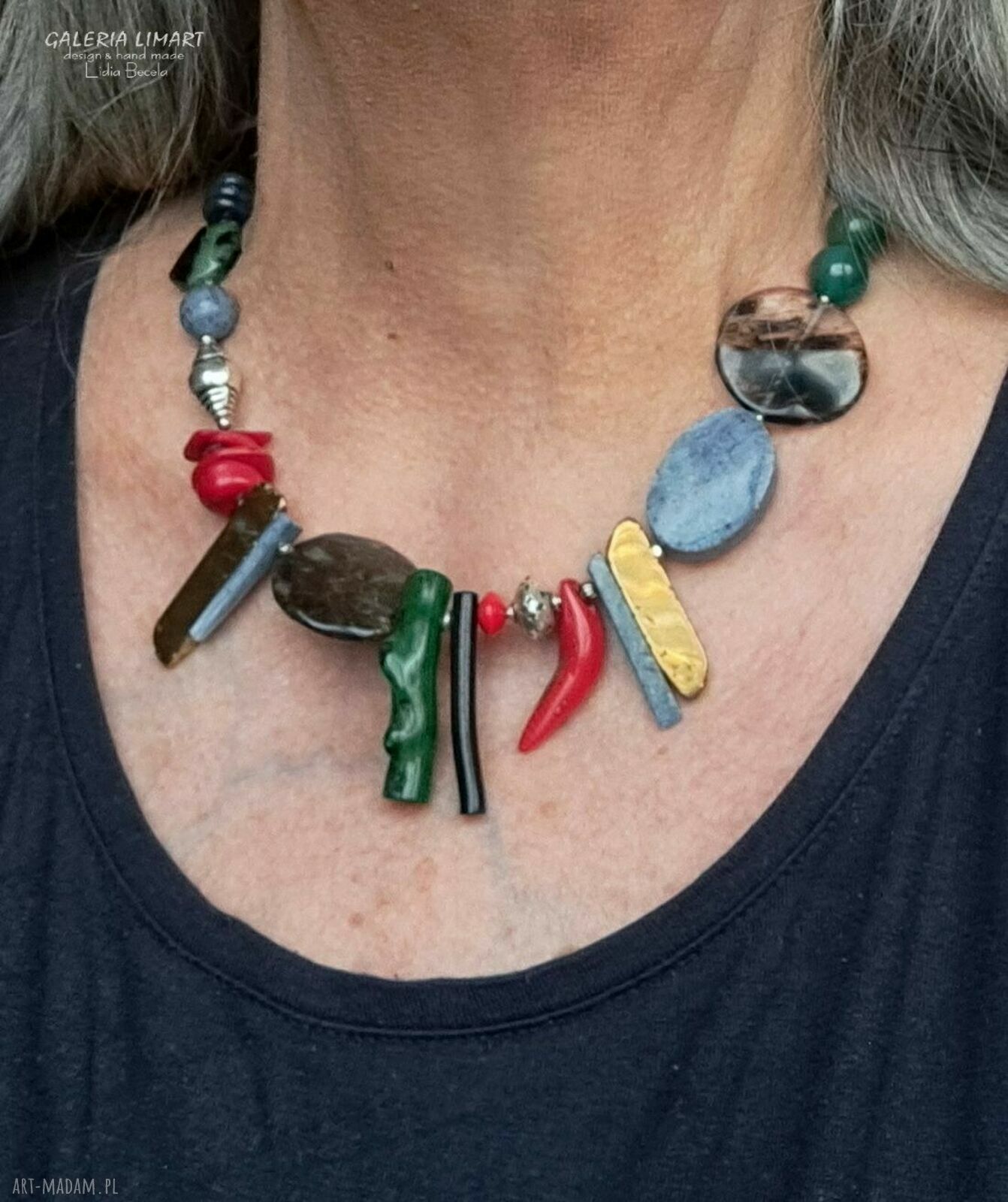 Eklektyczny naszyjnik z kamieni naturalnych - unikatowa biżuteria handmade