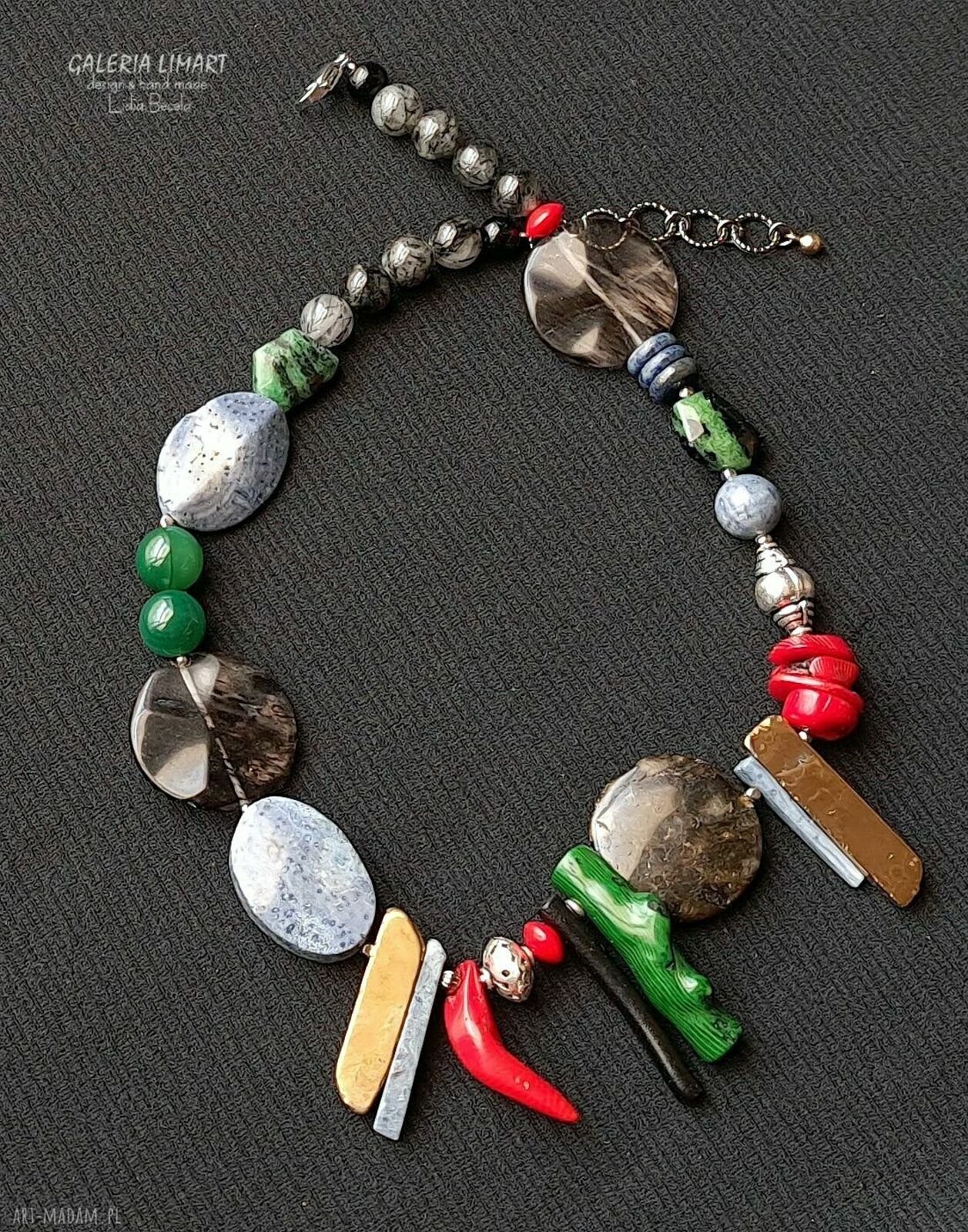 Eklektyczny naszyjnik z kamieni naturalnych - unikatowa biżuteria handmade