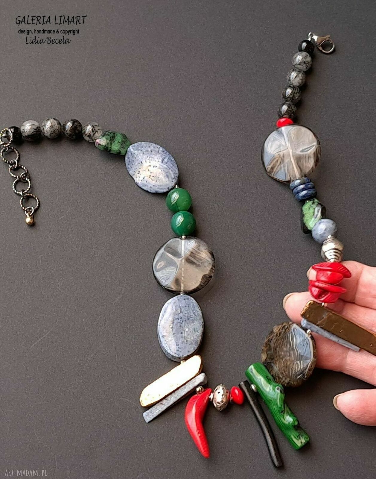 Eklektyczny naszyjnik z kamieni naturalnych - unikatowa biżuteria handmade