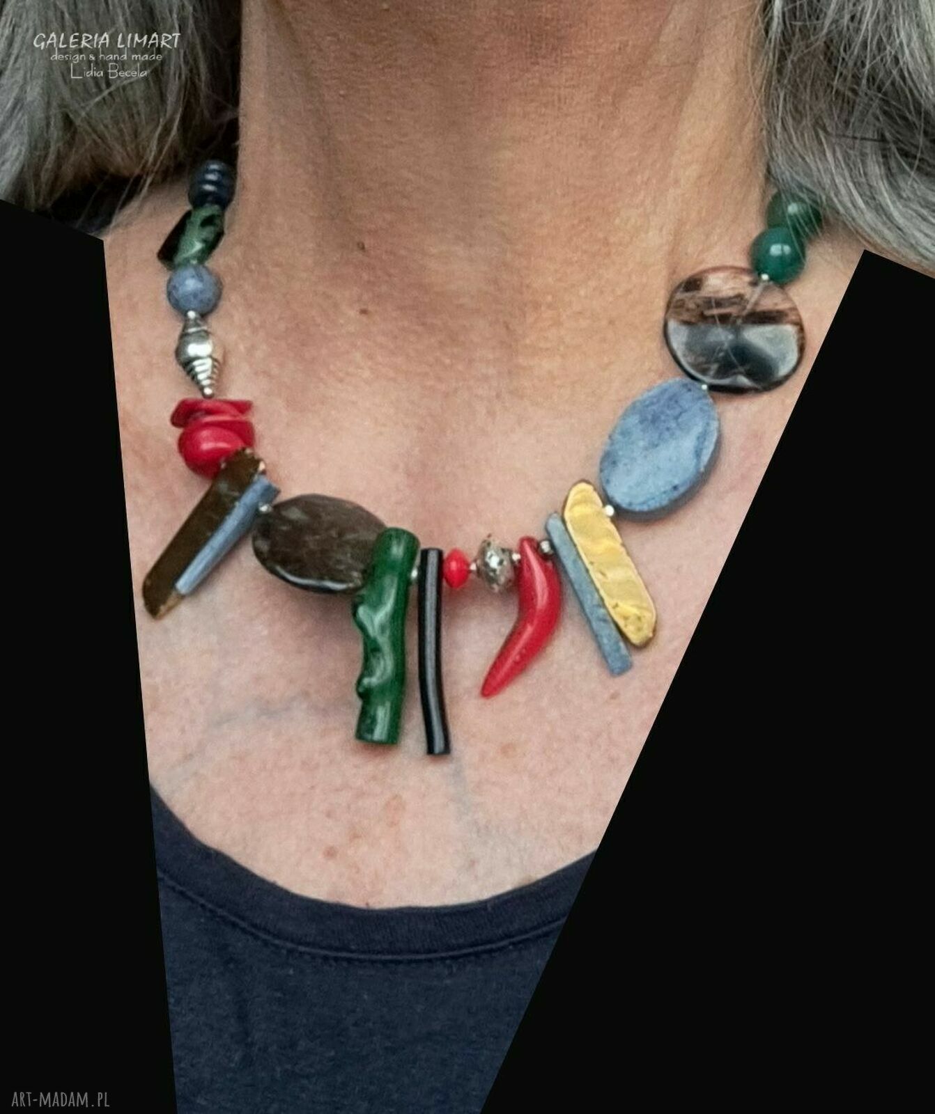 Eklektyczny naszyjnik z kamieni naturalnych - unikatowa biżuteria handmade