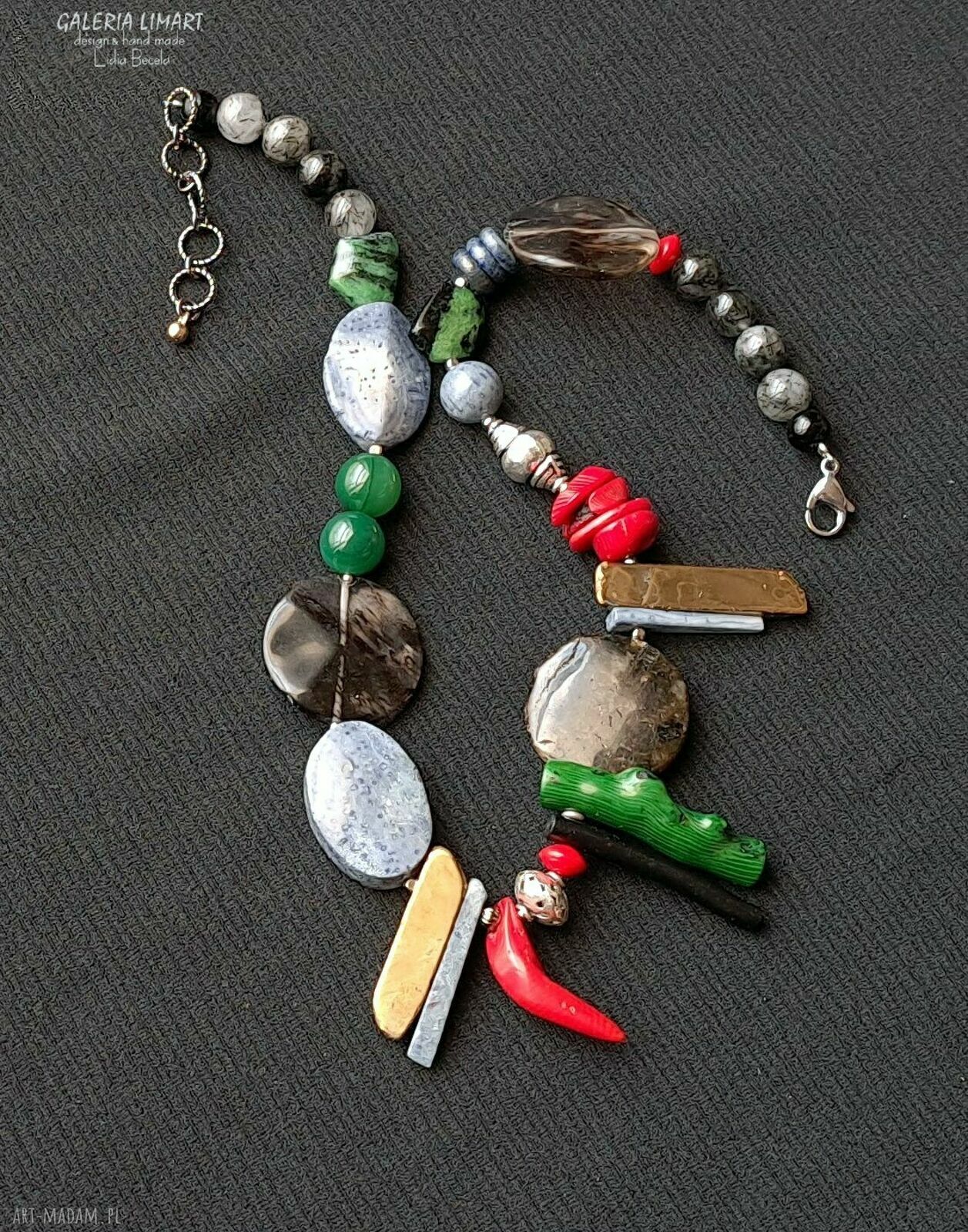 Eklektyczny naszyjnik z kamieni naturalnych - unikatowa biżuteria handmade