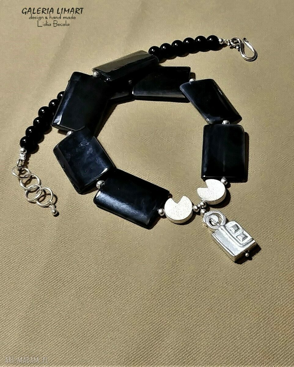 Elegancko: sardonyks i srebro na miedzi naszyjnik handmade Prezent z klasą ♥
