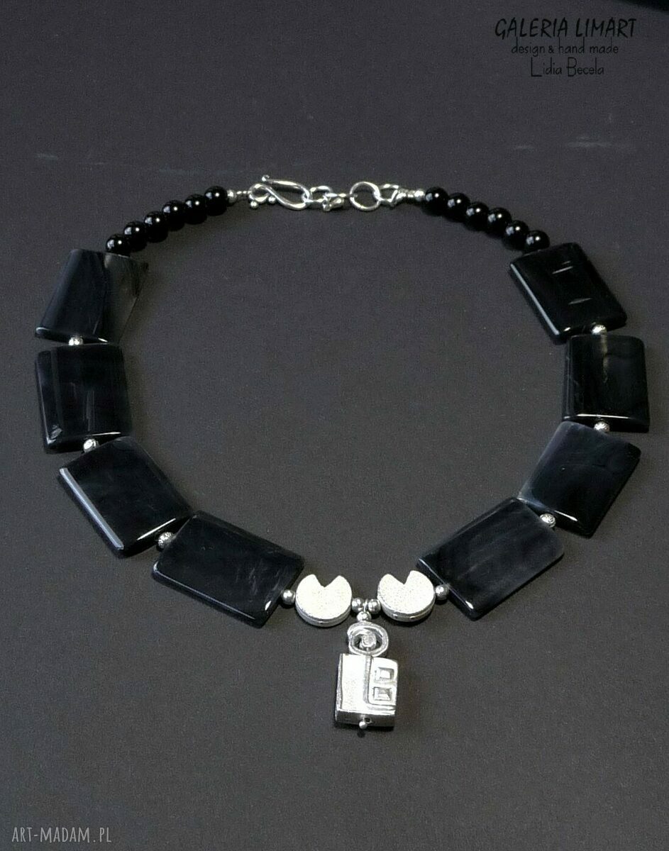 Elegancko: sardonyks i srebro na miedzi naszyjnik handmade Prezent z klasą ♥