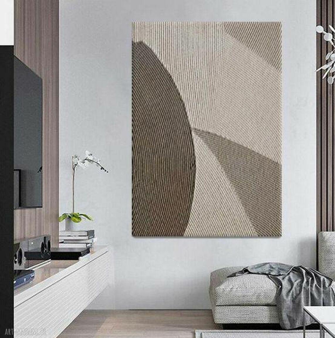 ELEGANZA - stonowany, elegancki obraz strukturalny w beżach 100x150 cm do wnętrz