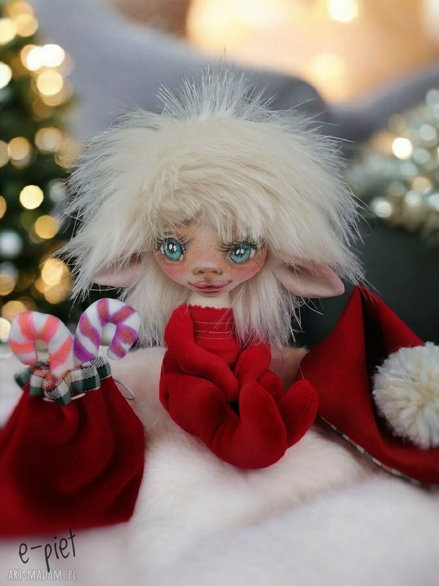 Elf Mikołajek e-piet - artystyczna lalka kolekcjonerska na Boże Narodzenie